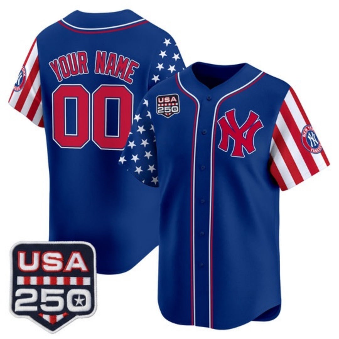 Custom New York Yankees America 250 Edition Vapor Premier Limited Royal Stitched Baseball Jersey