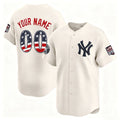 Custom New York Yankees Cream USA 250 Fourth of July Limited Stitched Jersey