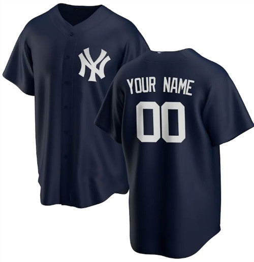 Custom New York Yankees Navy Stitched Baseball Jersey HELVY