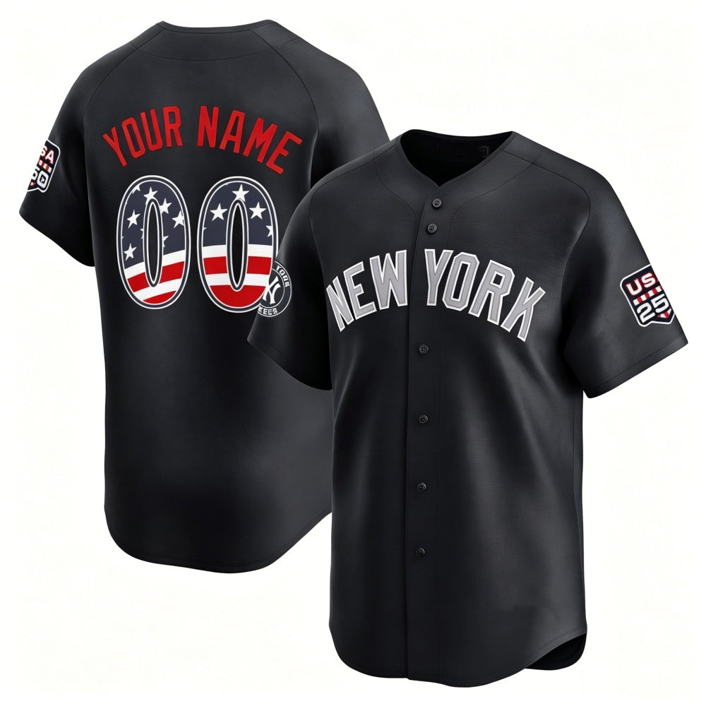 Custom New York Yankees Navy USA 250 Fourth of July Limited Stitched Jersey