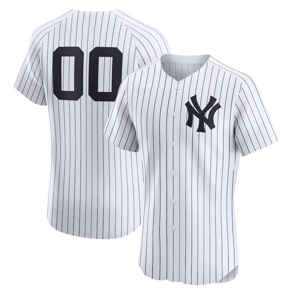 Custom New York Yankees White Home Elite Baseball Jersey HELVY