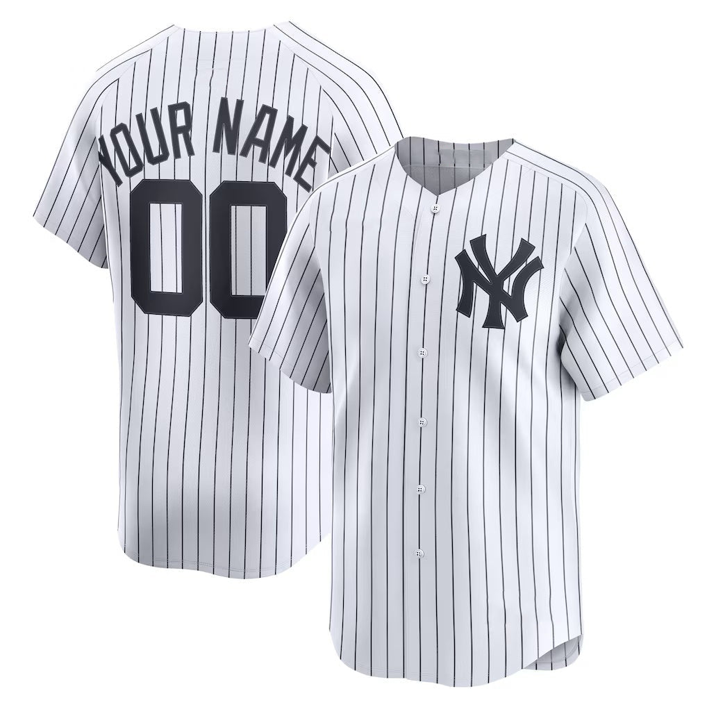 Custom New York Yankees White Home Limited Baseball Jersey HELVY
