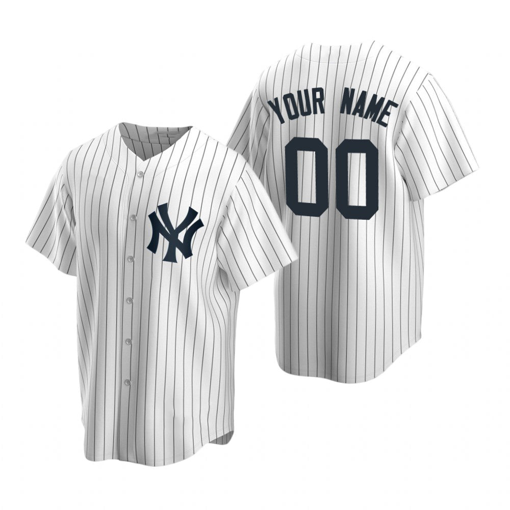 Custom New York Yankees White Stitched Cool Base Home Baseball Jersey HELVY