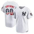 Custom New York Yankees White USA 250 Fourth of July Limited Stitched Jersey