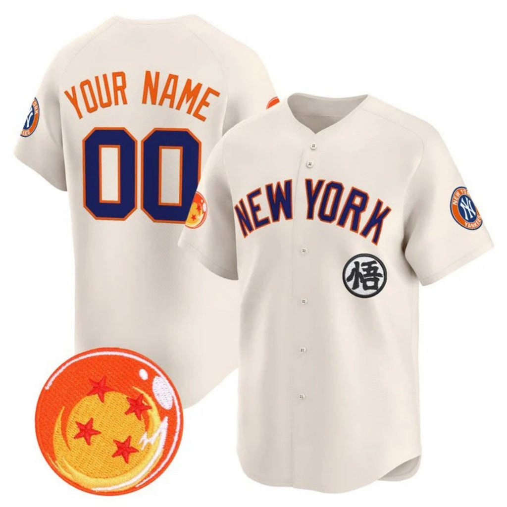 Custom New York Yankees x Dragon Ball Cream Vapor Premier Limited Jersey - All Stitched Baseball Jersey