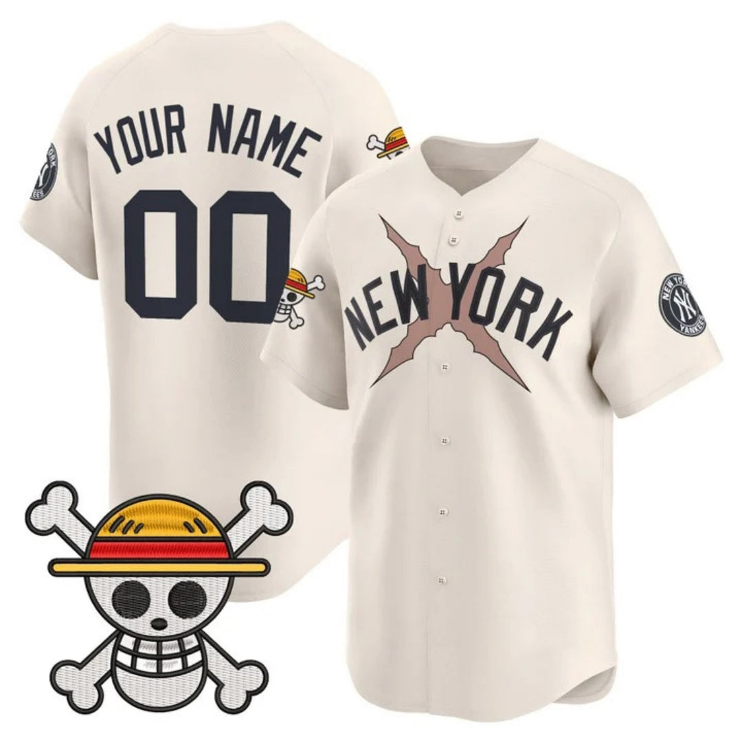 Custom New York Yankees x One Piece Cream Vapor Premier Limited Jersey - Stitched Baseball Jersey