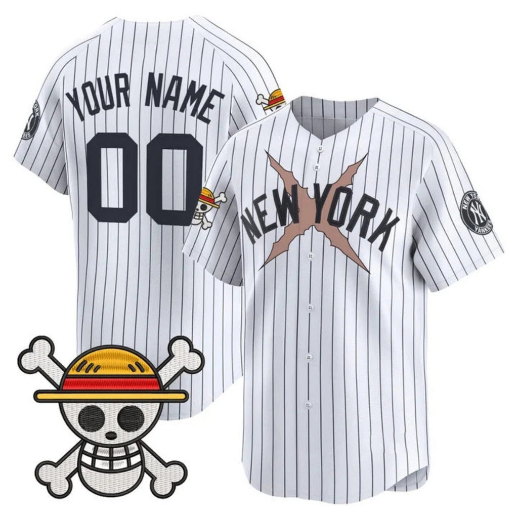 Custom New York Yankees x One Piece White Vapor Premier Limited Jersey - Stitched Baseball Jersey