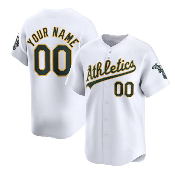 Custom Oakland Athletics Active Player White Home Limited Stitched Baseball Jersey