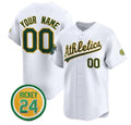 Custom Oakland Athletics Active Player White Rickey Henderson Patch Vapor Premier Limited Stitched Baseball Jersey