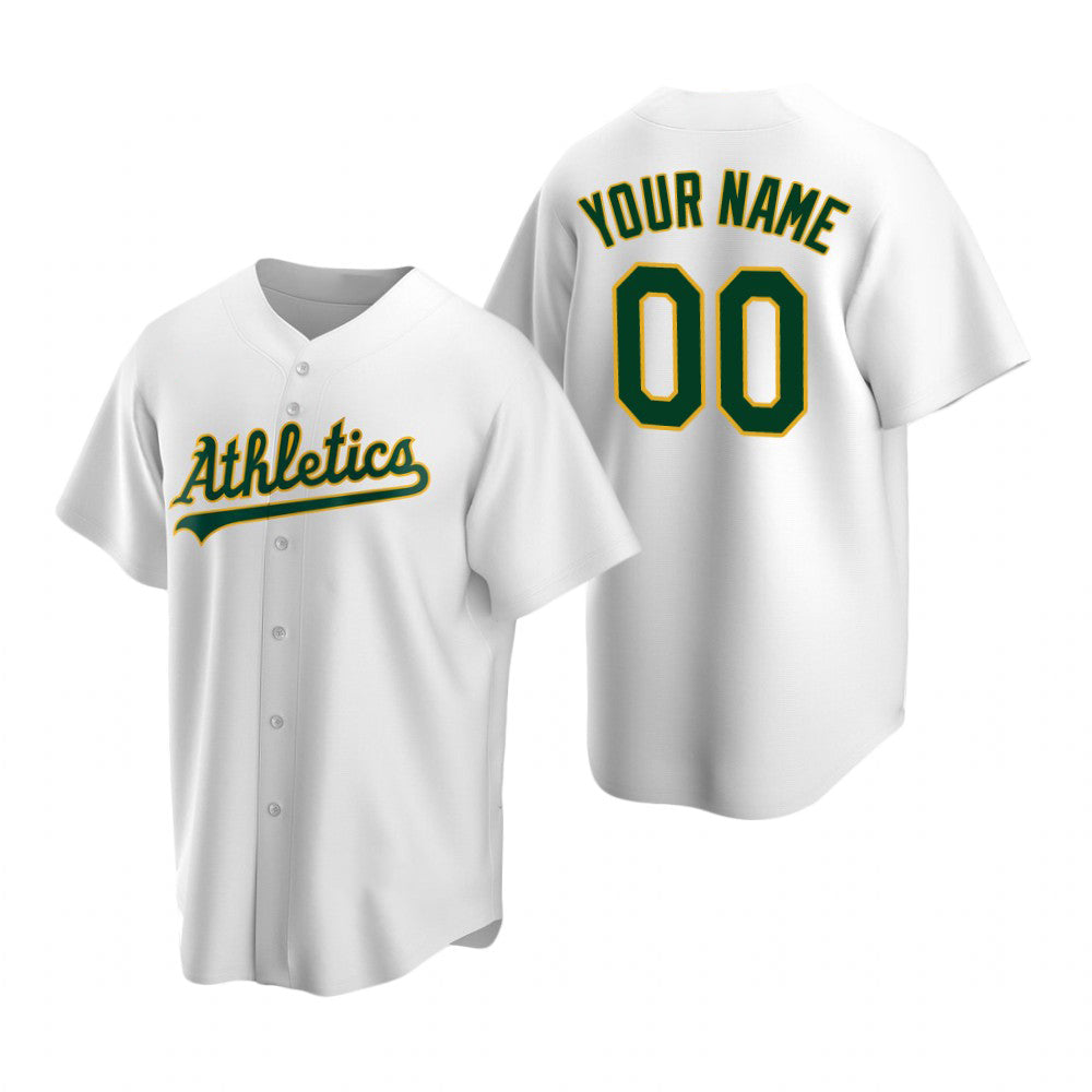 Custom Oakland Athletics White Stitched Cool Base Home Baseball Jersey