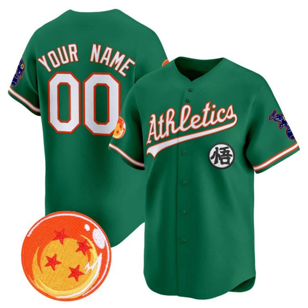 Custom Oakland Athletics x Dragon Ball Green Vapor Premier Limited Jersey - All Stitched Baseball Jersey