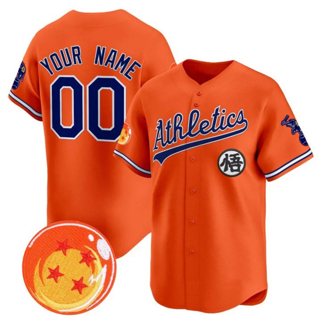Custom Oakland Athletics x Dragon Ball Orange Vapor Premier Limited Jersey - All Stitched Baseball Jersey