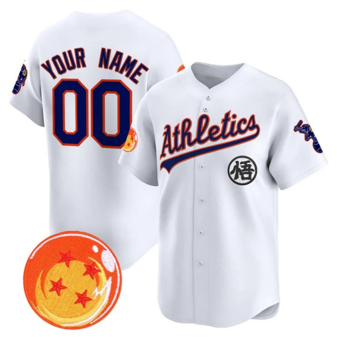 Custom Oakland Athletics x Dragon Ball White Vapor Premier Limited Jersey - All Stitched Baseball Jersey