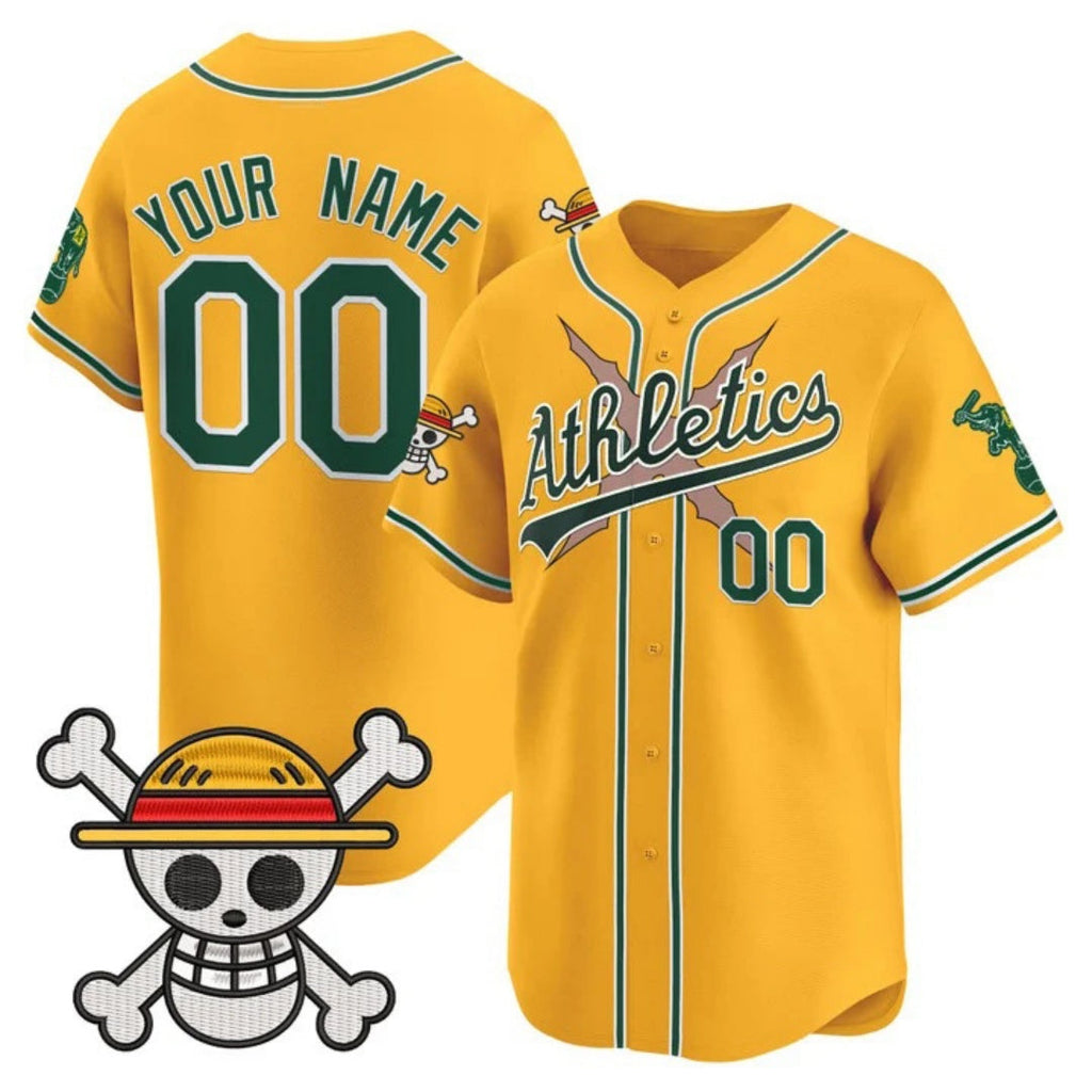 Custom Oakland Athletics x One Piece Gold Vapor Premier Limited Jersey - Stitched Baseball Jersey