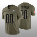 Custom P.Eagles ACTIVE PLAYER 2022 Olive Salute To Service Limited Stitched Jersey