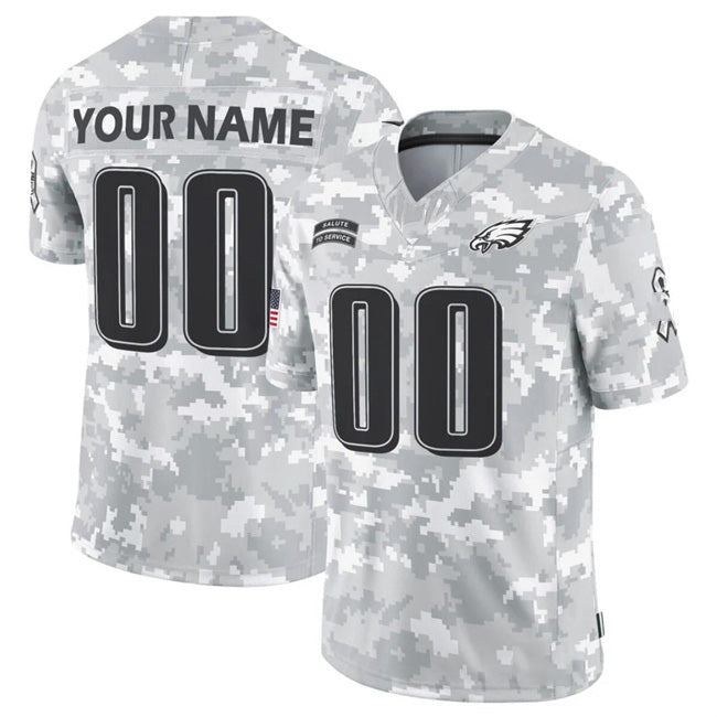Custom P.Eagles Active Player 2024 F.U.S.E Arctic Camo Salute To Service Limited Stitched Jersey