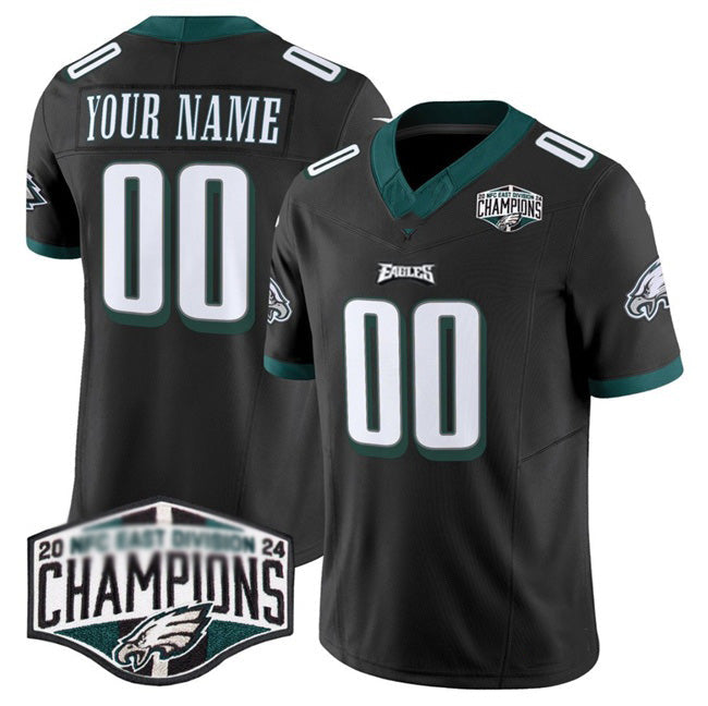 Custom P.Eagles Active Player Black 2024 NFC East Champions F.U.S.E. Vapor Untouchable Limited Stitched Jersey