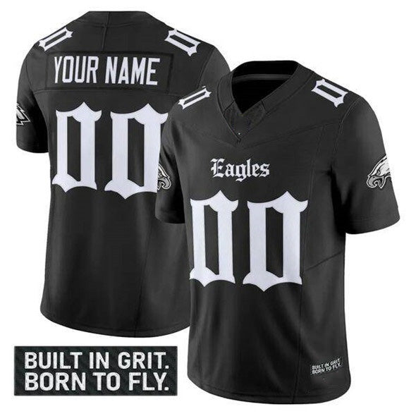 Custom P.Eagles Active Player Black 2025 F.U.S.E. 'Gothic Philly Edition' Vapor Limited V2 Stitched Jersey