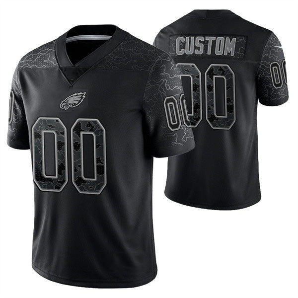 Custom P.Eagles Active Player Black Reflective Limited Stitched Jersey