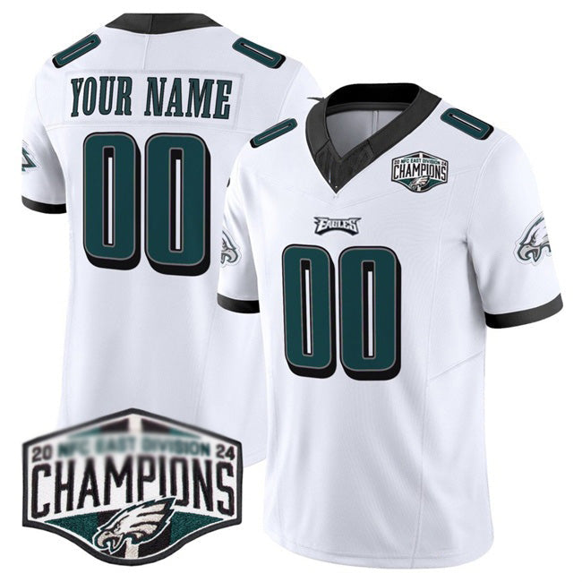 Custom P.Eagles Active Player White 2024 NFC East Champions F.U.S.E. Vapor Untouchable Limited Stitched Jersey