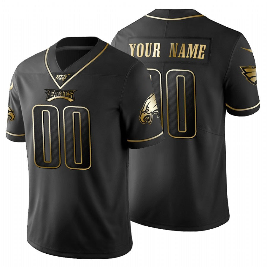 Custom P.Eagles Black Golden Limited 100 Jersey