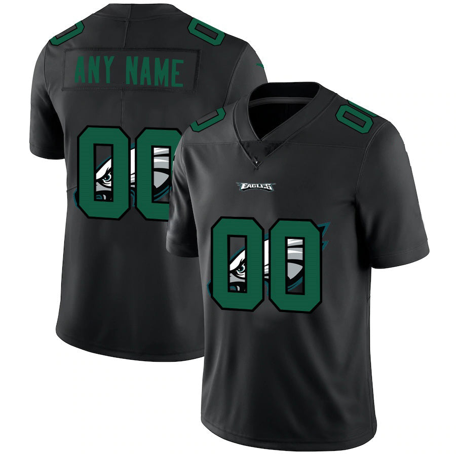 Custom P.Eagles Black Team Logo Dual Overlap Limited Jersey