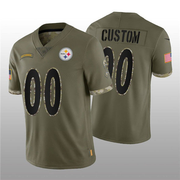 Custom P.Steelers ACTIVE PLAYER 2022 Olive Salute To Service Limited Stitched Jersey