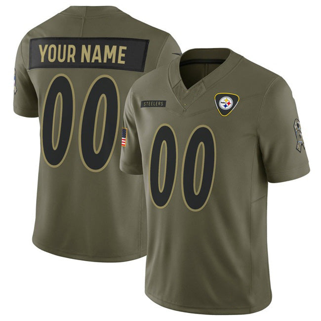 Custom P.Steelers Active Player Olive 2025 F.U.S.E. Salute to Service Limited Stitched Jersey