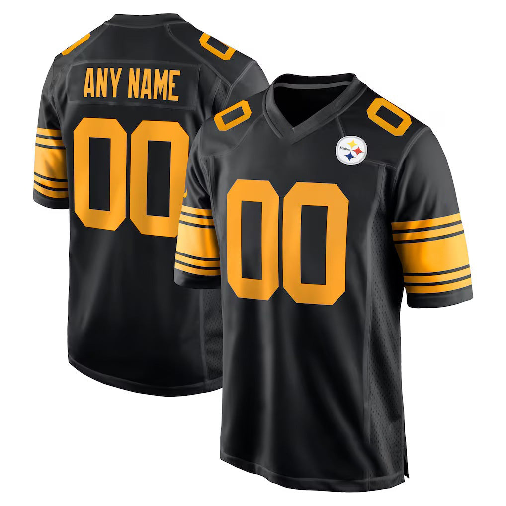 Custom P.Steelers Black Alternate Game Jersey