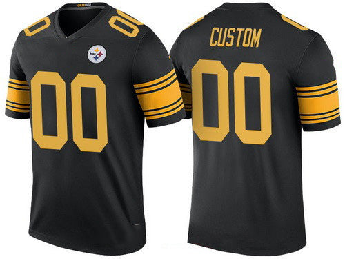 Custom P.Steelers Black Color Rush Legend Limited Jersey