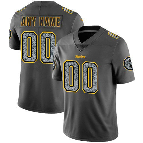 Custom P.Steelers Gray Static Vapor Untouchable Limited Jersey