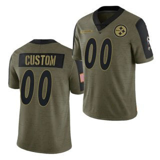 Custom P.Steelers Olive ACTIVE PLAYER 2021 Salute To Service Limited Stitched Jersey