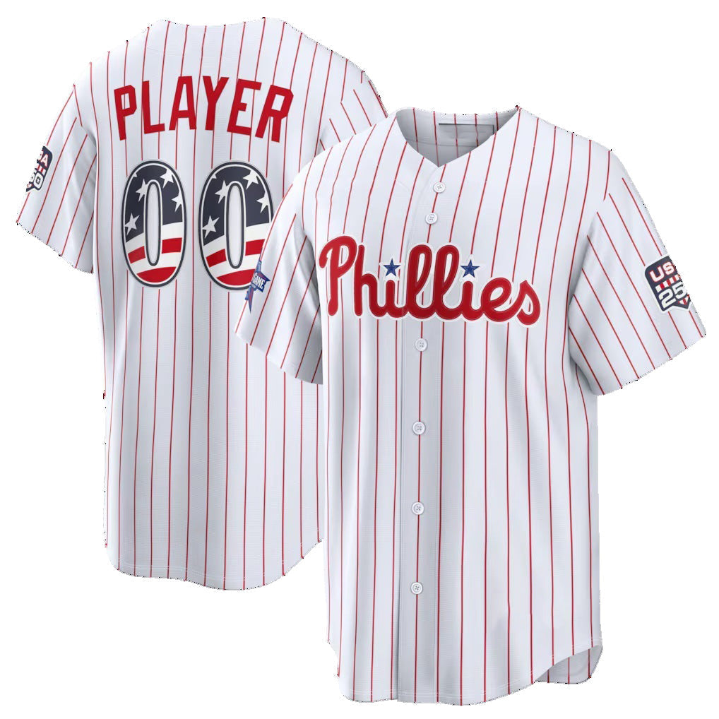 Custom Philadelphia Phillies 2026 All-Star Edition Stars & Stripes White Stadium Pick-A-Player Baseball Jersey
