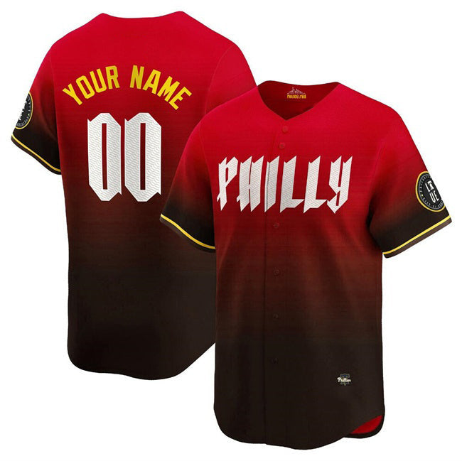 Custom Philadelphia Phillies Active Player Red 2024 City Connect Limited Stitched Baseball Jersey