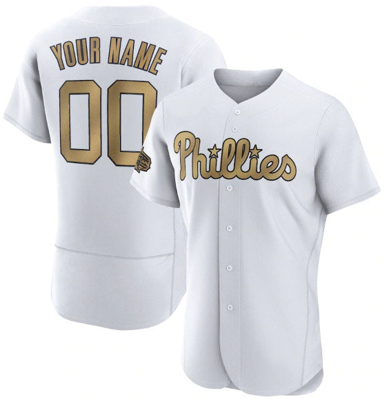 Custom Philadelphia Phillies Active Player White 2022 All-Star Flex Base Stitched Baseball Jersey