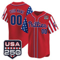 Custom Philadelphia Phillies America 250 Edition Vapor Premier Limited Red Stitched Baseball Jersey