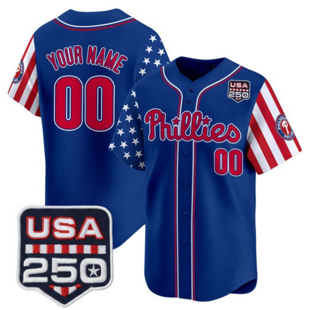 Custom Philadelphia Phillies America 250 Edition Vapor Premier Limited Royal Stitched Baseball Jersey