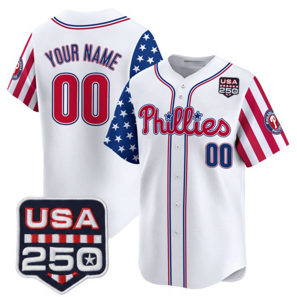Custom Philadelphia Phillies America 250 Edition Vapor Premier Limited White Stitched Jerseys-1 Baseball Jersey