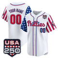 Custom Philadelphia Phillies America 250 Edition Vapor Premier Limited White Stitched Jerseys-1 Baseball Jersey