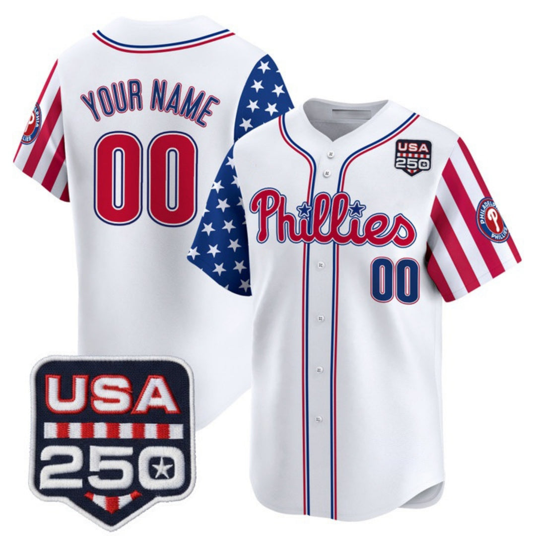 Custom Philadelphia Phillies America 250 Edition Vapor Premier Limited White Stitched Jerseys-1 Baseball Jersey