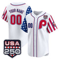 Custom Philadelphia Phillies America 250 Edition Vapor Premier Limited White Stitched Baseball Jersey