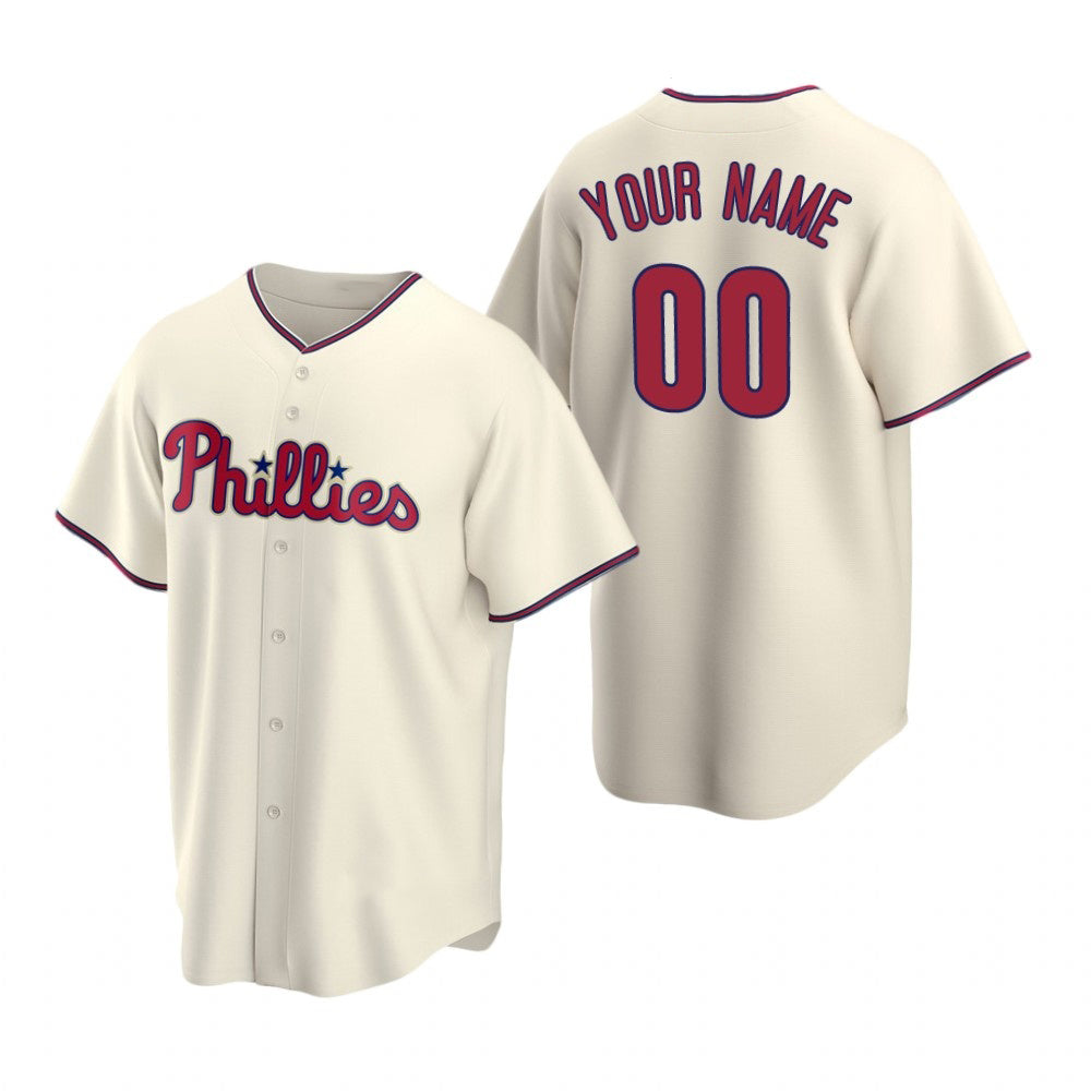 Custom Philadelphia Phillies Cream Stitched Cool Baseball Jersey