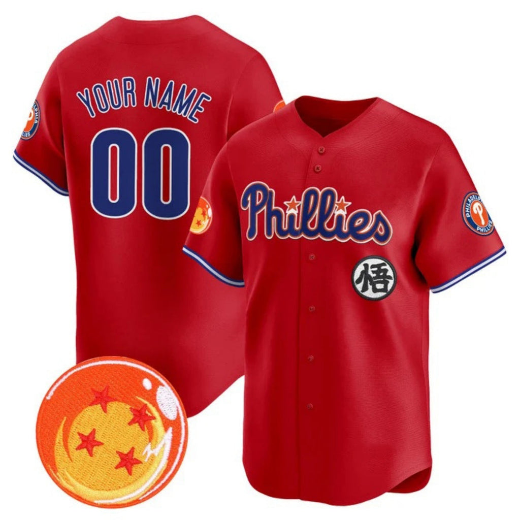 Custom Philadelphia Phillies x Dragon Ball Red Vapor Premier Limited Jersey - All Stitched Baseball Jersey