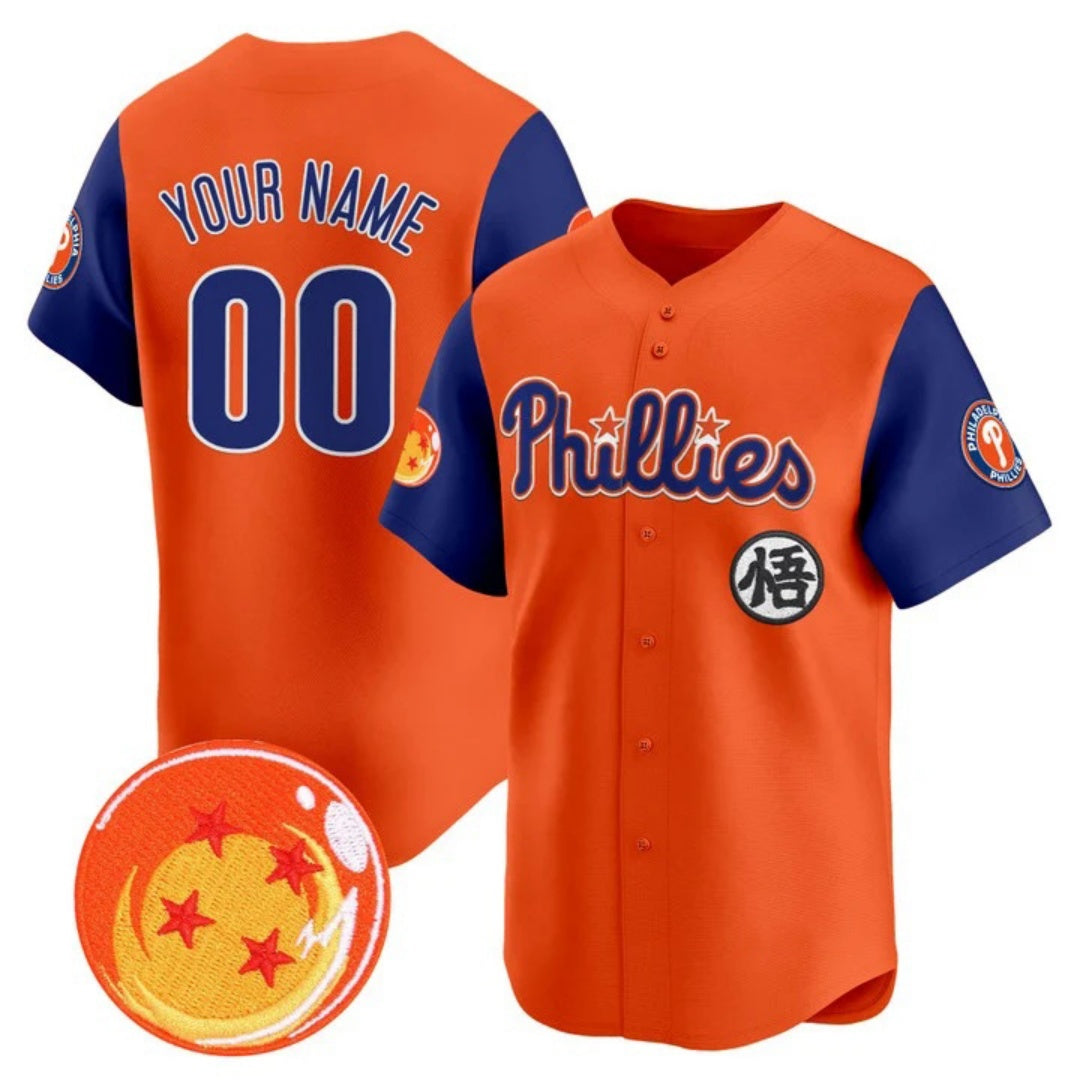 Custom Philadelphia Phillies x Dragon Ball Royal Orange Vapor Premier Limited Jersey - All Stitched Baseball Jersey
