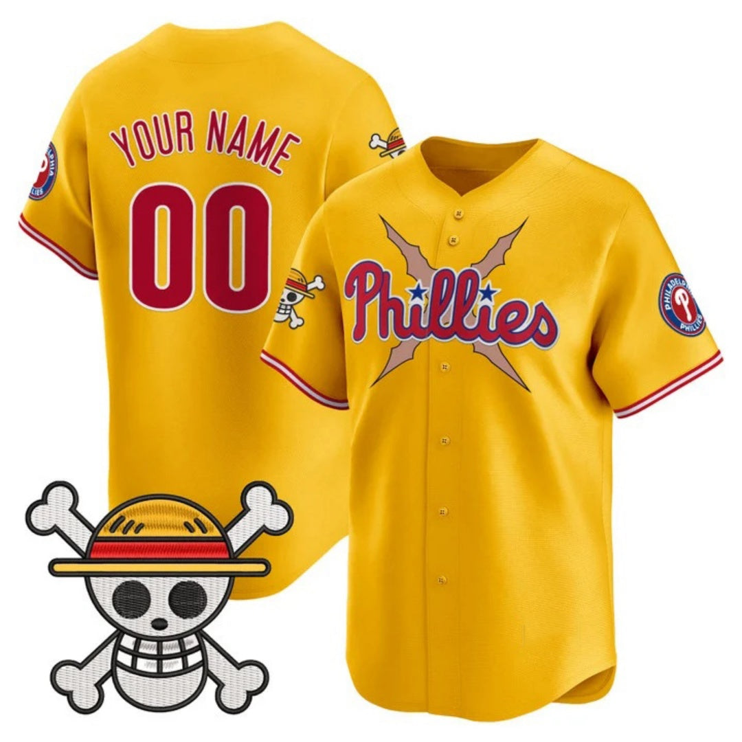 Custom Philadelphia Phillies x One Piece Gold Vapor Premier Limited Jersey - Stitched Baseball Jersey