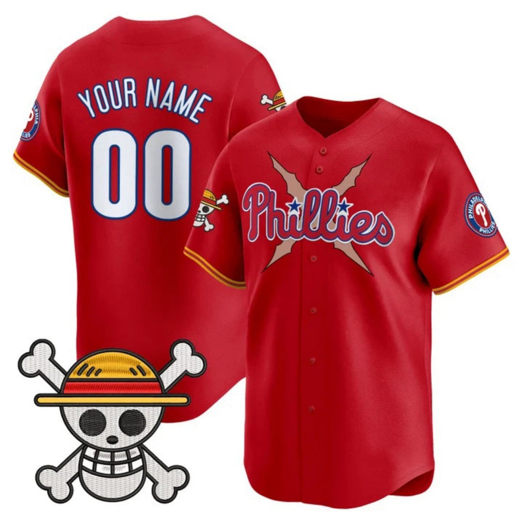 Custom Philadelphia Phillies x One Piece Red Vapor Premier Limited Jersey - Stitched Baseball Jersey