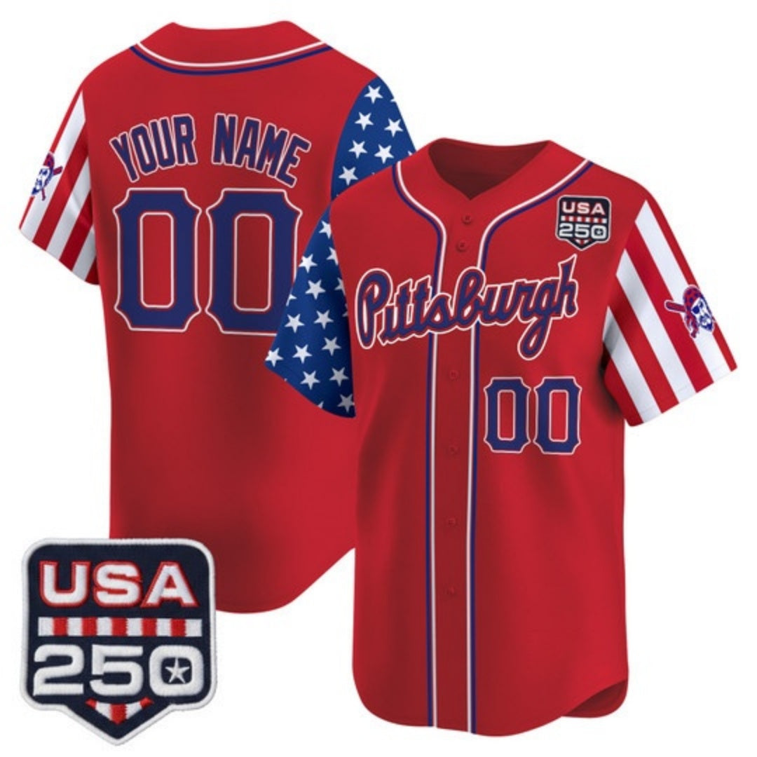 Custom Pittsburgh Pirates America 250 Edition Vapor Premier Limited Red Stitched Baseball Jersey