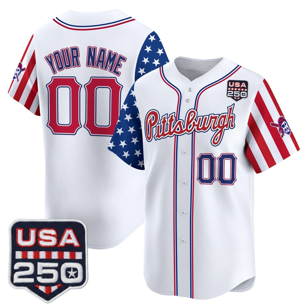 Custom Pittsburgh Pirates America 250 Edition Vapor Premier Limited White Stitched Jerseys Baseball Jersey