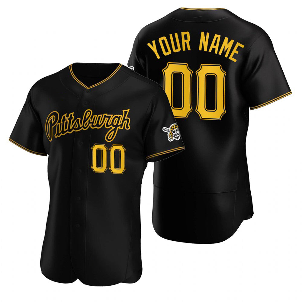 Custom Pittsburgh Pirates Black Stitched Flex Baseball Jersey