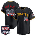Custom Pittsburgh Pirates Black USA 250 Fourth of July Vapor Premier Limited Jersey - All Stitched Baseball Jersey